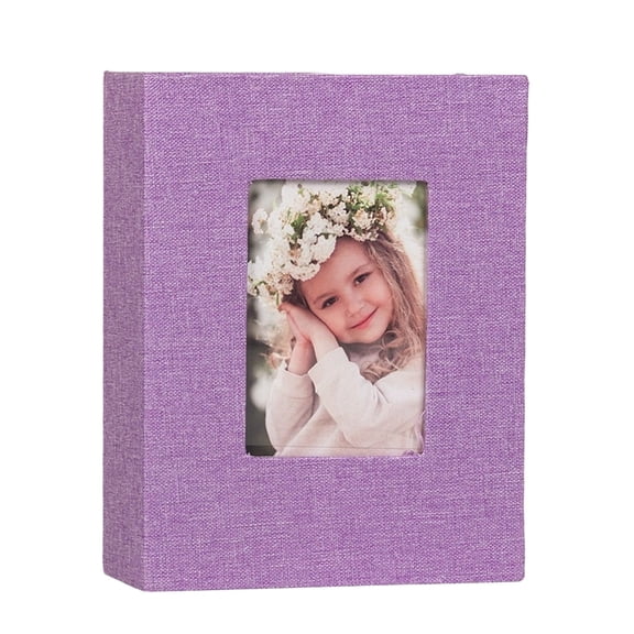 Linen Covered Photo Album with Window Display for 4x6 Inch Photos Hardcover Memory Book for Keepsake Storage