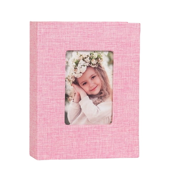 Linen Covered Photo Album with Window Display for 4x6 Inch Photos Hardcover Memory Book for Keepsake Storage
