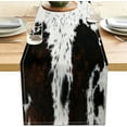 thumbnail image 1 of Linen Cow Print Table Runner 13x71 Inch Farmhouse Western Brown Black Cowhide Runners Table Decorations Rustic Coffee Table Runner for Home Kitchen Dining Room, 1 of 5