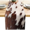 thumbnail image 1 of Linen Cow Print Table Runner 13x71 Inch Farmhouse Western White Brown Cowhide Runners Table Decorations Rustic Coffee Table Runner for Home Kitchen Dining Room, 1 of 6