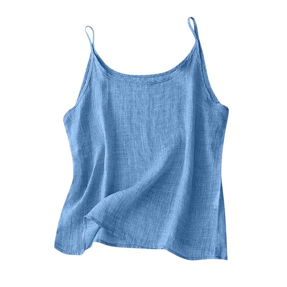 Linen Crop Tank Tops for Women Spring Summer Sleeveless Crew Neck Cropped Casual Fashion Beach Tops Shirts A Retro Thin And Linen Inner Top Vest For Ladies