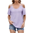 thumbnail image 1 of Linen Crop Tops for Women Summer Shirts for Women Dressy Casual Fitted Basic Tees 3/4 Clearance Deals, 1 of 7