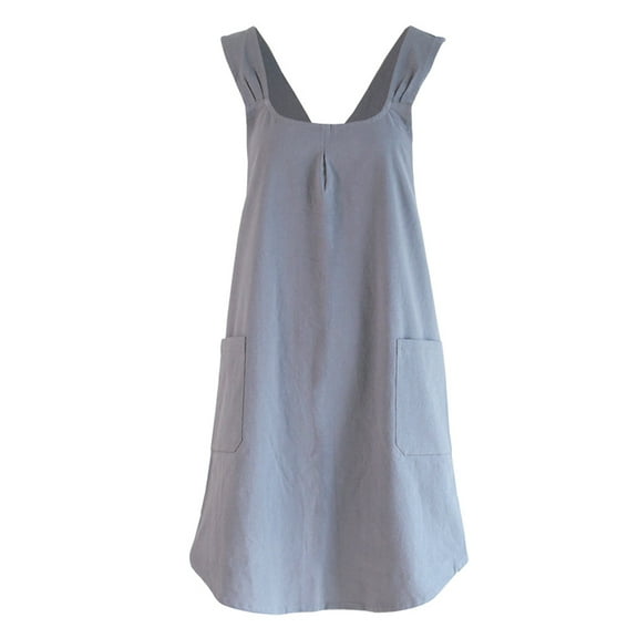 Linen Cross Back Kitchen Cooking Aprons for Women with Pockets Cute for Baking Painting Gardening Cleaning