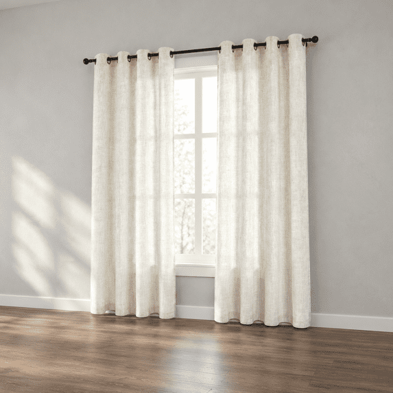 Linen Curta2 Panel Set Grommet Faux Burlap Texture Light Filtering Semi ...