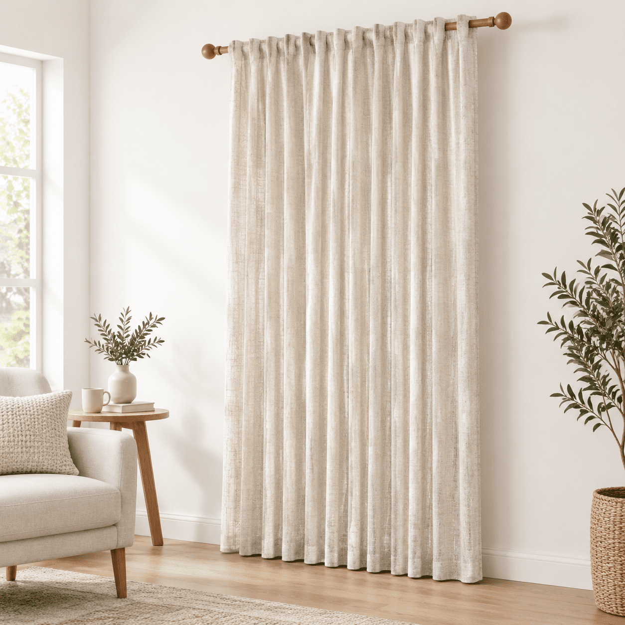 Linen Curtafor Bedroom Living Room Semi Sheer & Drapes 84 Inches Length ...