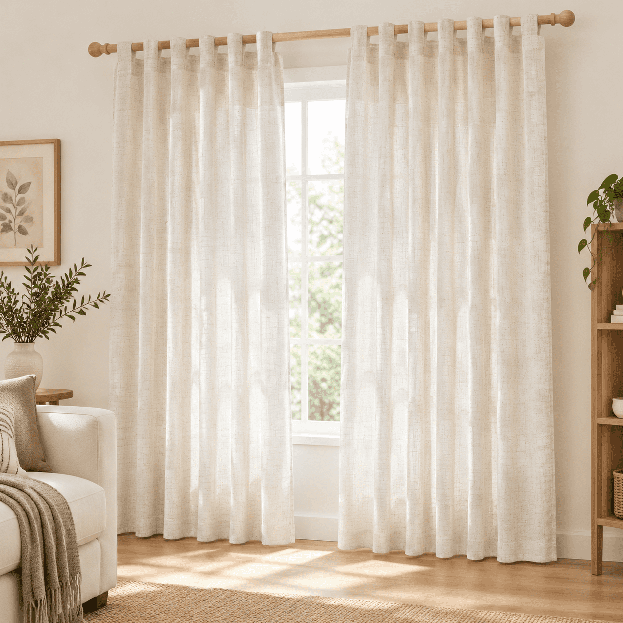 Linen Curtafor Living Room Semi Sheer & Drapes 80 Inches Length 2 ...