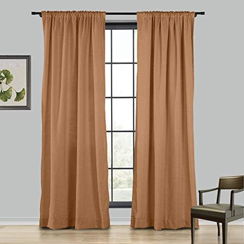 Linen Curtain, 102 Inches Long Solid Room Darkening Back Tab Single Curtain Panel, Orange Copper (1 Panel 100Wx102L)$$Home Decor, Kitchen, & Other