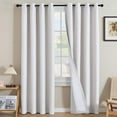 thumbnail image 1 of Linen Curtains 100% Blackout Curtains for Bedroom 84 inch Long Full Light Blocking Nature Linen Blended Window Curtains for Living Room Nickel Grommet (2 Panels, Heathered White), 1 of 7