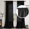thumbnail image 1 of Linen Curtains for Living Room 1Panel Set Rod Pocket Light Filtering Privacy Neutral Semi Sheer Flax Linen Curtains Rustic Farmhouse Boho Decor Cotton Textured Gauze Drapes 52x85 Inch, 1 of 10