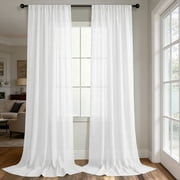 Linen Curtains for Living Room 1Panel Set Rod Pocket Light Filtering Privacy Neutral Semi Sheer Flax Linen Curtains Rustic Farmhouse Boho Decor Cotton Textured Gauze Drapes 52x63 Inch