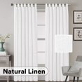 thumbnail image 1 of Linen Curtains Natural Linen Blended Curtains Tab Top Window Treatments Panels Drapes for Living Room / Bedroom, Elegant Energy Efficient Light Filtering Curtains (Set of 2, 52" x 84"，Pure White), 1 of 8
