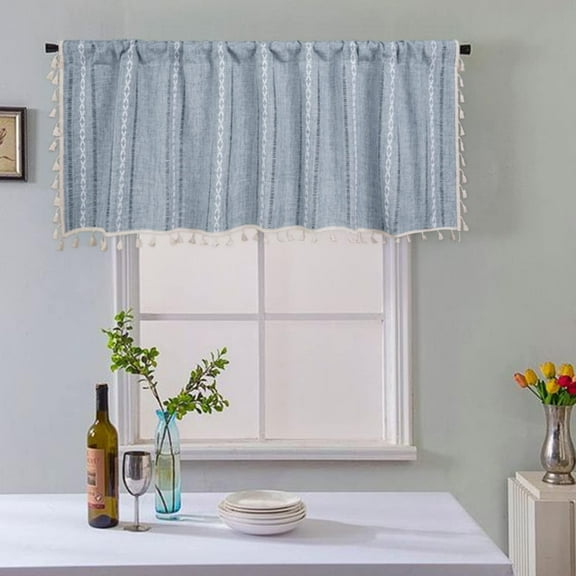 Linen Curtains Striped Window Valance Tier Curtains Farmhouse Kitchen Cafe Curtains for Living Room Drapes Bedroom