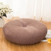 Linen Cushion, Japanese-style Futon Seat Cushion Thick Round Detachable Tatami Floor Meditation Pad Suitable for Indoor Outdoor-diameter:40cm(16inch)-A