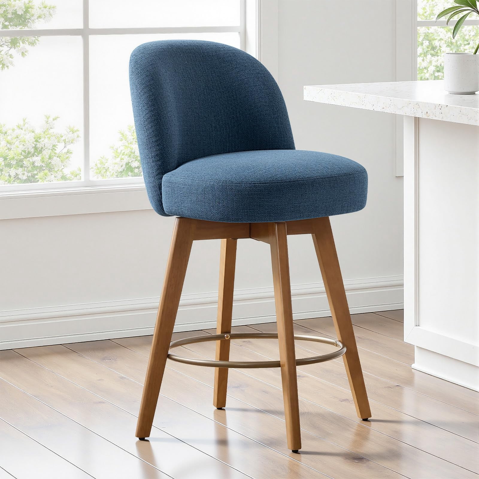 Linen Dark Blue Counter Height Bar Stool 26 Inch Seat Height - Walmart.com