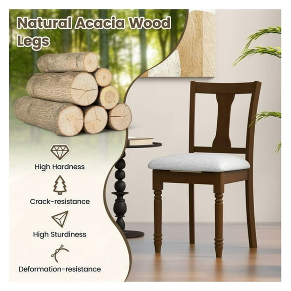 Linen Dining Chairs with Storage, Kitchen Chairs for Dining Room - Black & Beige/Brown & Gray, Acacia Wood Legs, 350lbs Capacity, Flip-Up Seat, Comfortable Padded Seat