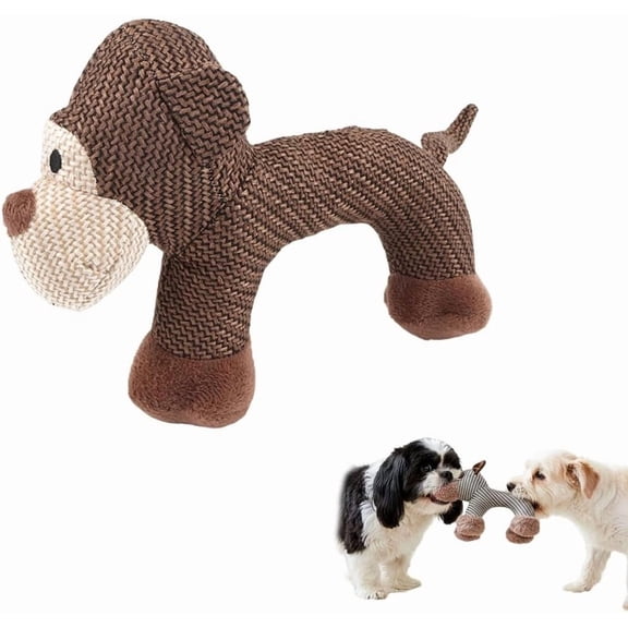 Linen Dog Toys, 2026 Upgraded Double-Layer Linen Textured Weave Durable Squeaky Dog Calming Toy for Aggressive Chewers Small Medium Breed and Fetch Lover (Monkey)