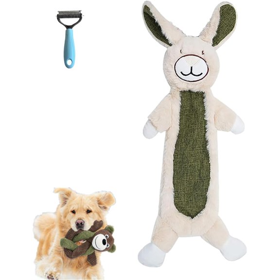 Linen Dog Toys Rabbit Sloth Series,Linen Safari Companions Chomp Champ Dog Toy Built-in Squeaker and Crinkle Paper & Durable,Healthier Chewing No Boredom,No Destruction (Rabbit)