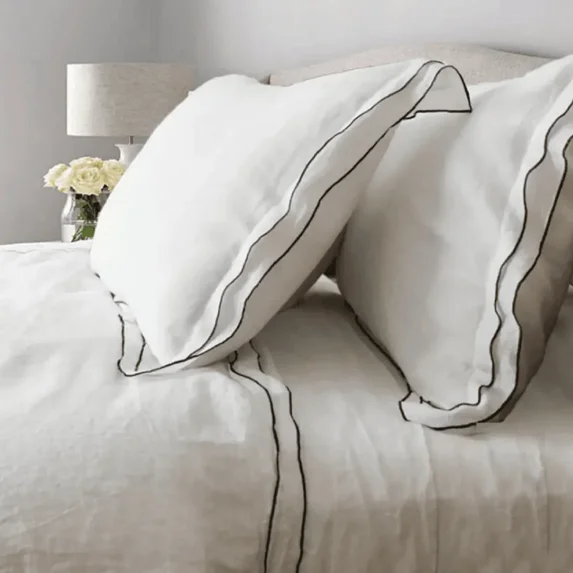 Linen Double Edge Embroidery Duvet Cover Set