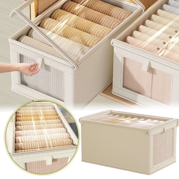 Linen Drawer Storage With See Through Window Wardrobe Organizer For Clothes Underwear Socks Size Home Textile Storage Easy To Use