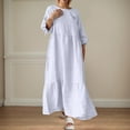 thumbnail image 1 of Linen Dress Long Skirt Shirt For Women Dress Woman And Elegant Large Size Solid Colour Dress Casual Lapel Casual Work Dress Midi Dress Elegant Loose Long Tunic With Pockets Womens Loose Dress Dresses, 1 of 4