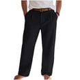 thumbnail image 1 of Linen Dress Pants For Men Relaxed Fit Lightweight Loose Fit Straight Leg Slacks Summer Casual Office Travel Work Pants, 1 of 6