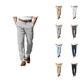 thumbnail image 1 of Linen Dress Pants for Men Solid Color Business Casual Pants with Pockets Mens Slacks Trousers, 1 of 1