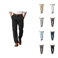 thumbnail image 1 of Linen Dress Pants for Men Solid Color Business Casual Pants with Pockets Mens Slacks Trousers, 1 of 1