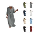 thumbnail image 1 of Linen Dresses for Women 3/4 Sleeve Loose Casual V Neck Lightweight Flowy Long Maxi Dress Vacation Beach Dress, 1 of 7