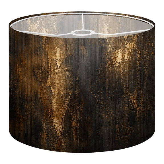 Linen Drum Lamp Shades Abstract Black Gold Distressed 13" x 13" x 10" Lampshade for Table Lamps Floor Lamps Lamp Shade Replacement Easy Assembly Required