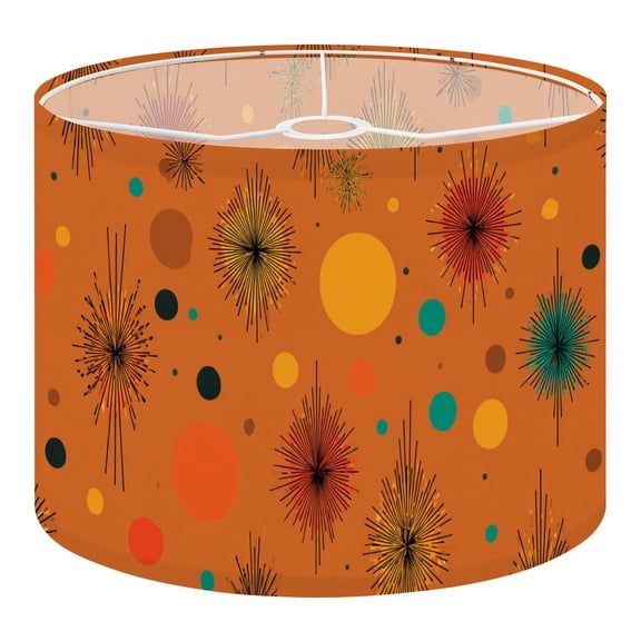 Linen Drum Lamp Shades Abstract Geometric Colorful Dots Spiky Shapes Orange 13" x 13" x 10" Lampshade for Table Lamps Floor Lamps Lamp Shade Replacement Easy Assembly Required