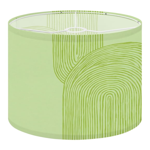 Linen Drum Lamp Shades Abstract Light Green Line Art Curves Stripes 13" x 13" x 10" Lampshade for Table Lamps Floor Lamps Lamp Shade Replacement Easy Assembly Required
