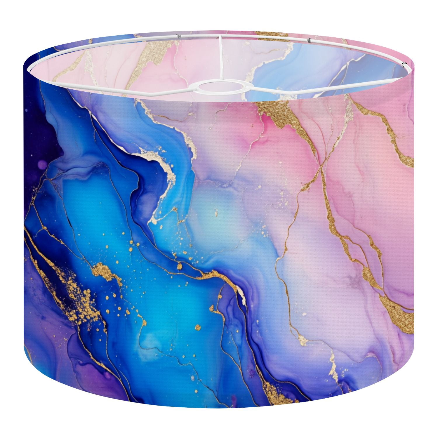 Linen Drum Lamp Shades Alcohol ink colors translucent Abstract multicolored marble 13" x 13" x 10" Lampshade for Table Lamps Floor Lamps Lamp Shade Replacement Easy Assembly Required