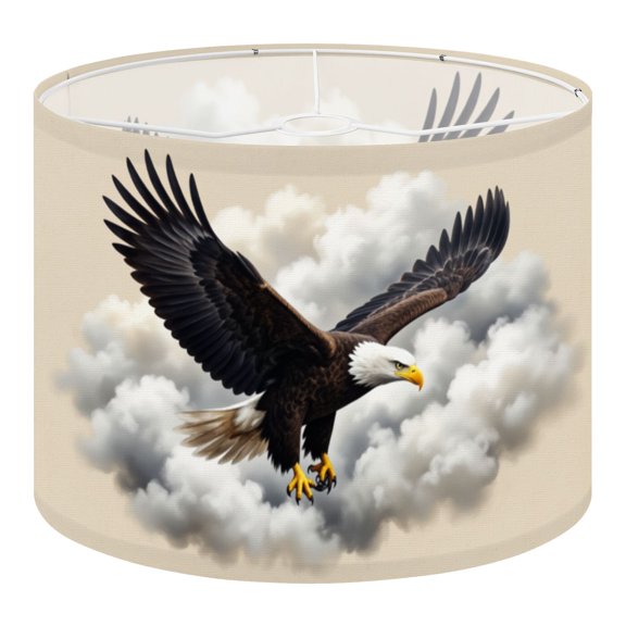 Linen Drum Lamp Shades Bald Eagle Soaring Clouds Majestic Flight Replacement Lamp Shade 13" x 13" x 10" Lampshadefor Table Lamps Floor Lamps Easy Assembly Required