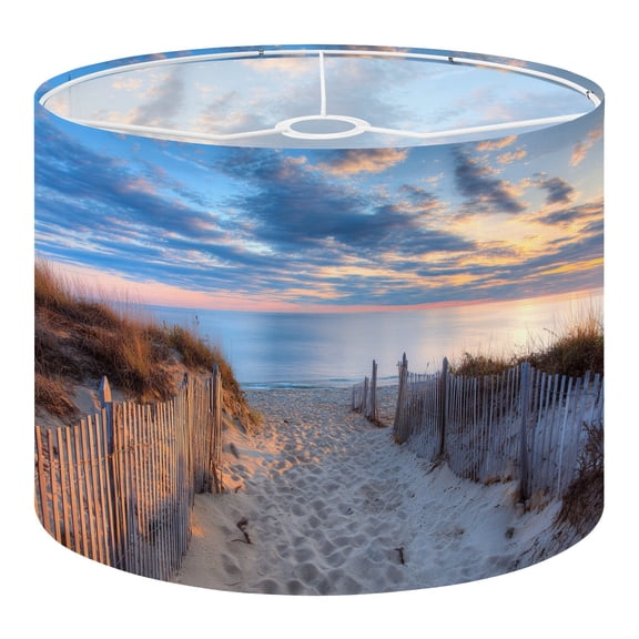 Linen Drum Lamp Shades Beach Truro Cape Cod 13" x 13" x 10" Lampshade for Table Lamps Floor Lamps Lamp Shade Replacement Easy Assembly Required