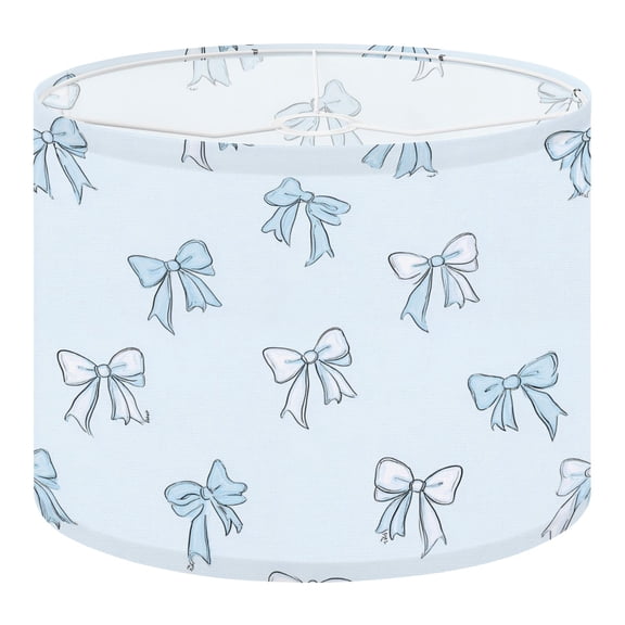 Linen Drum Lamp Shades Blue Ribbon Bow Soft Pastel Tones 13" x 13" x 10" Lampshade for Table Lamps Floor Lamps Lamp Shade Replacement Easy Assembly Required