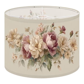 Linen Drum Lamp Shades Bohemian Vintage Floral Roses Daisies 13" x 13" x 10" Lampshade for Table Lamps Floor Lamps Lamp Shade Replacement Easy Assembly Required