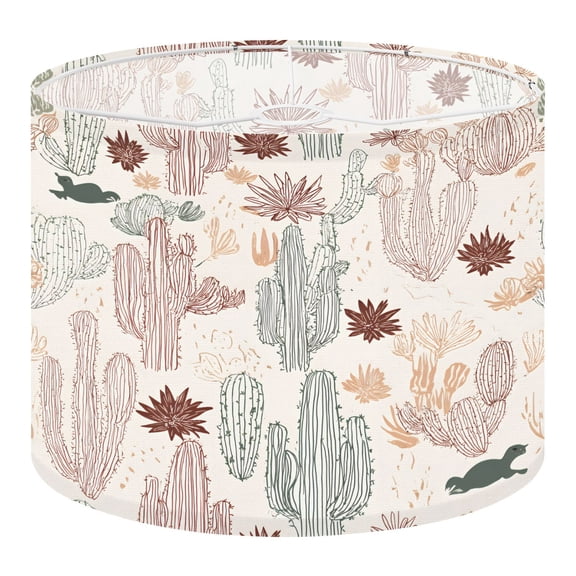 Linen Drum Lamp Shades Cactus Desert Floral Subtle Earth Tones 13" x 13" x 10" Lampshade for Table Lamps Floor Lamps Lamp Shade Replacement Easy Assembly Required