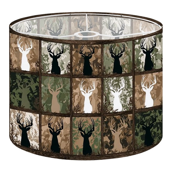 Linen Drum Lamp Shades Camouflage Deer Silhouette Various Earth Tones Hunting 13" x 13" x 10" Lampshade for Table Lamps Floor Lamps Lamp Shade Replacement Easy Assembly Required