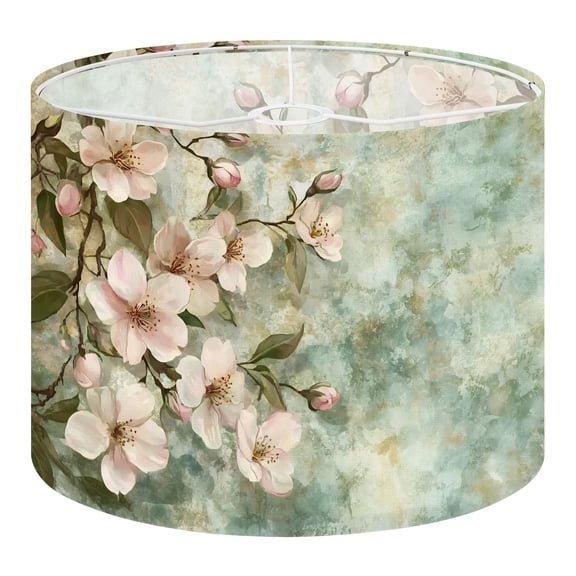 Linen Drum Lamp Shades Floral Flower Tree Modern Green Decorative Floral Branches 13" x 13" x 10" Lampshade for Table Lamps Floor Lamps Lamp Shade Replacement Easy Assembly Required