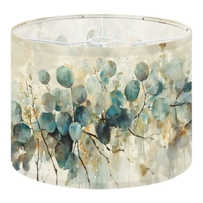 Linen Drum Lamp Shades Green Plants Leaves Floral Flowers Vine Eucalyptus 13" x 13" x 10" Lampshade for Table Lamps Floor Lamps Lamp Shade Replacement Easy Assembly Required