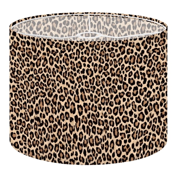 Linen Drum Lamp Shades Leopard Modern Print Brown Animal Spots Organic Shapes 13" x 13" x 10" Lampshade for Table Lamps Floor Lamps Lamp Shade Replacement Easy Assembly Required
