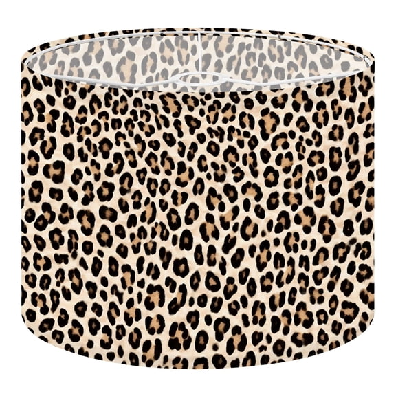 Linen Drum Lamp Shades Leopard Print Brown Lines Shapes Symmetry Patterns Contrast 13" x 13" x 10" Lampshade for Table Lamps Floor Lamps Lamp Shade Replacement Easy Assembly Required