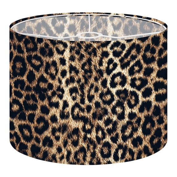 Linen Drum Lamp Shades Leopard skin animal leather 13" x 13" x 10" Lampshade for Table Lamps Floor Lamps Lamp Shade Replacement Easy Assembly Required