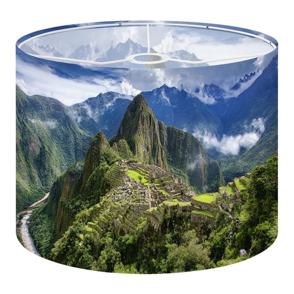 Linen Drum Lamp Shades Machu Picchu Peru 13" x 13" x 10" Lampshade for Table Lamps Floor Lamps Lamp Shade Replacement Easy Assembly Required