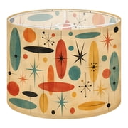Linen Drum Lamp Shades Mid Century Retro Abstract Modern Geometric Colorful Vintage Replacement Lamp Shade 13" x 13" x 10" Lampshadefor Table Lamps Floor Lamps Easy Assembly Required