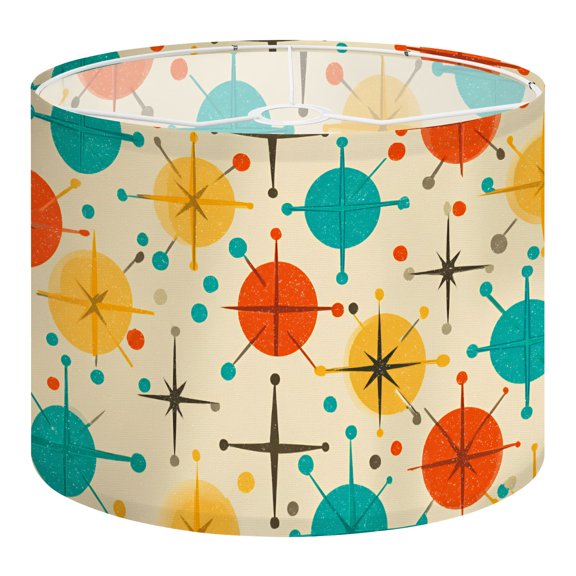 Linen Drum Lamp Shades Mid century fifties modern retro colors Part collection Replacement Lamp Shade 13" x 13" x 10" Lampshade for Table Lamps Floor Lamps Easy Assembly Required
