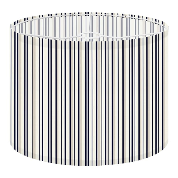 Linen Drum Lamp Shades Navy Blue Cream Stripes Patterned Design 13" x 13" x 10" Lampshade for Table Lamps Floor Lamps Lamp Shade Replacement Easy Assembly Required
