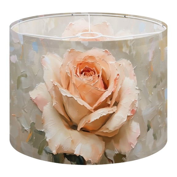 Linen Drum Lamp Shades Pink Rose White Blooming Flower Abstract Floral Modern Rose 13" x 13" x 10" Lampshade for Table Lamps Floor Lamps Lamp Shade Replacement Easy Assembly Required
