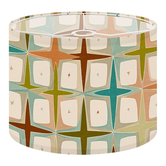 Linen Drum Lamp Shades Retro Abstract 1950s 1960s 1970s modern abstract texture Mid 13" x 13" x 10" Lampshade for Table Lamps Floor Lamps Lamp Shade Replacement Easy Assembly Required