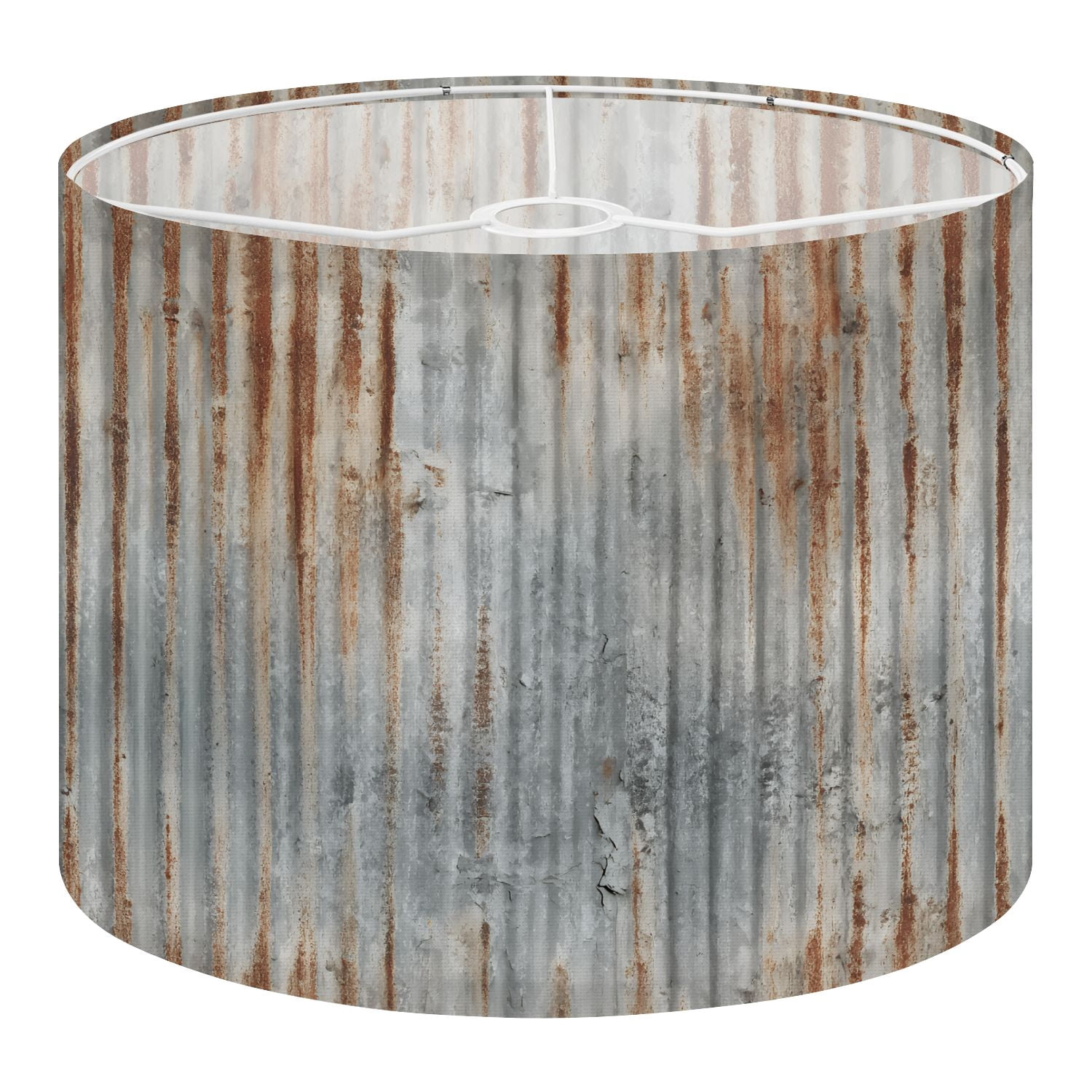 Linen Drum Lamp Shades Rusty Corrugated Metal Texture Weathered Gray ...
